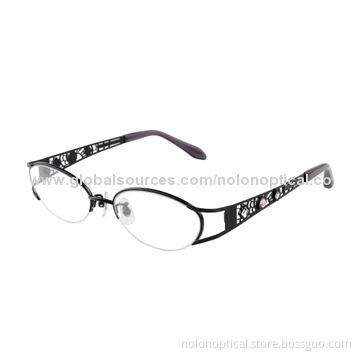 Woman's Stainless Eyeglasses Optic with Stones, 49-17-135 Frame Color
